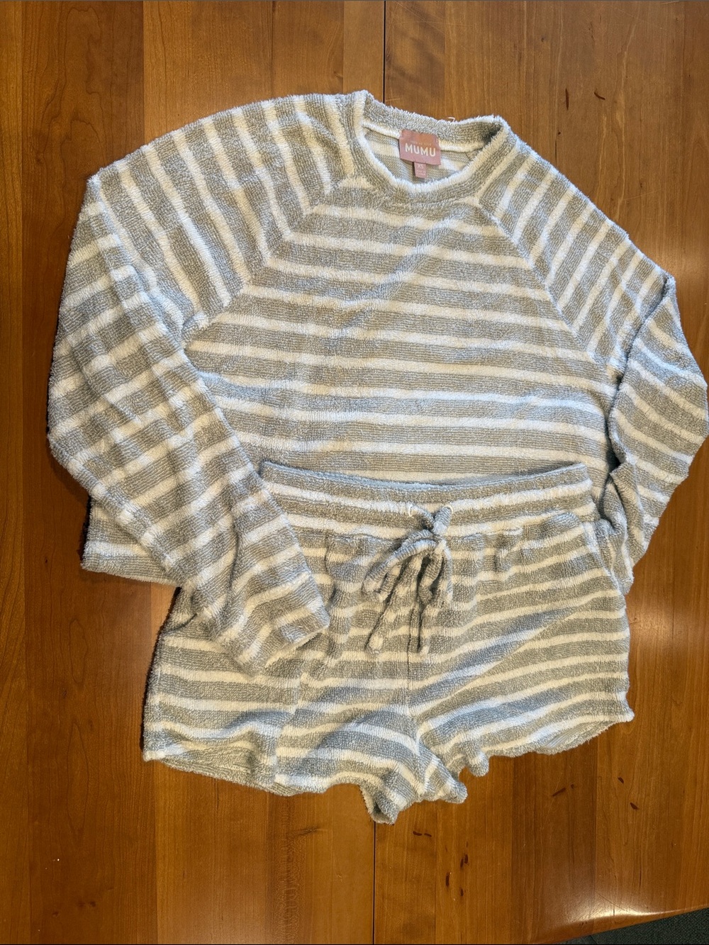 Show Me Your MuMu Striped Shorts & Top Set - Cream & Gray - top xs, shorts small